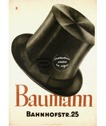 PUB BAUMANN CHAPEAU Rqrk-POSTER/REPRODUCTION d1 AFFICHE VINTAGE Jusqu'à 80% De Réduction