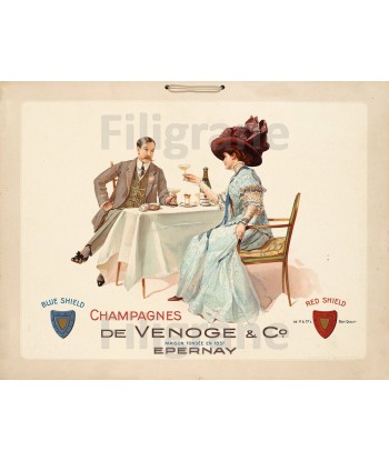 PUB CHAMPAGNES de VENOCE Rwox-POSTER/REPRODUCTION d1 AFFICHE VINTAGE suggérées chez