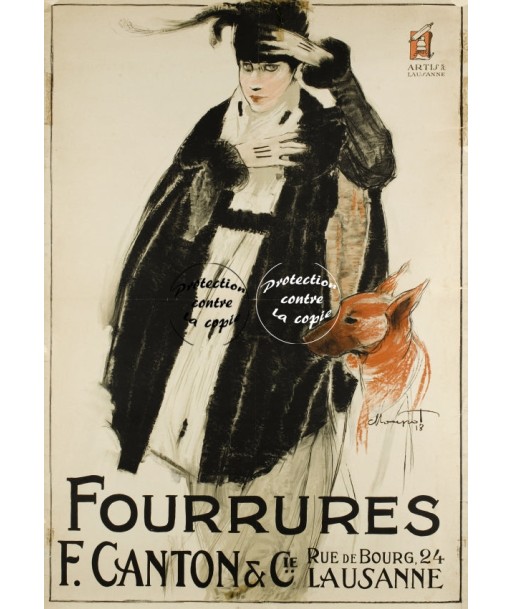 PUB F. CANTON FOURRURES Rfmbu-POSTER/REPRODUCTION d1 AFFICHE VINTAGE l'évolution des habitudes 