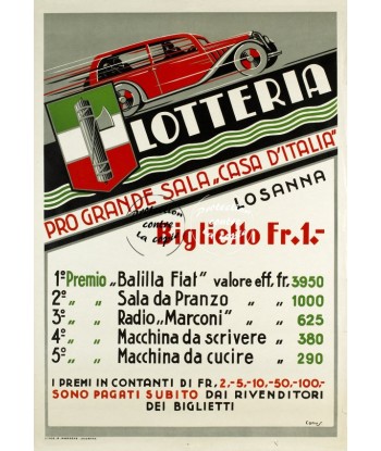 PUB LOTTERIA CASA D'ITALIA Rqjr-POSTER/REPRODUCTION d1 AFFICHE VINTAGE Profitez des Offres !