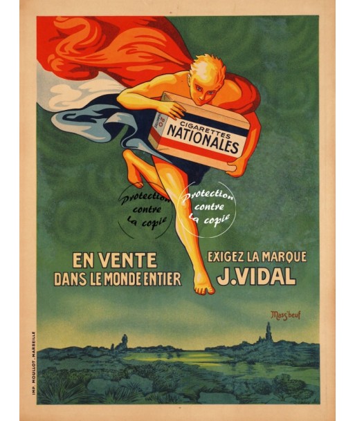 PUB NATIONALES CIGARETTES Rfxlg-POSTER/REPRODUCTION d1 AFFICHE VINTAGE de votre