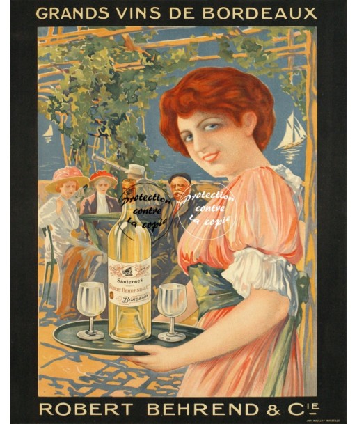 PUB R. BEHREND VIN BORDEAUX Rffee-POSTER/REPRODUCTION d1 AFFICHE VINTAGE en ligne