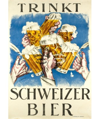 PUB SCHWEIZER BIER Rnbe-POSTER/REPRODUCTION d1 AFFICHE VINTAGE basket pas cher