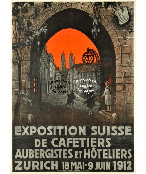 PUB ZURICH CAFETIERS 1912 Ryxb-POSTER/REPRODUCTION d1 AFFICHE VINTAGE livraison gratuite