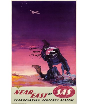 SAS NEAR EAST AVION Rffsf-POSTER/REPRODUCTION d1 AFFICHE VINTAGE En savoir plus