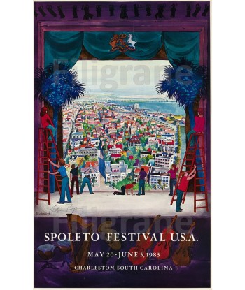 SPOLETO FESTIVAL USA 83 Rtzu-POSTER/REPRODUCTION d1 AFFICHE VINTAGE soldes