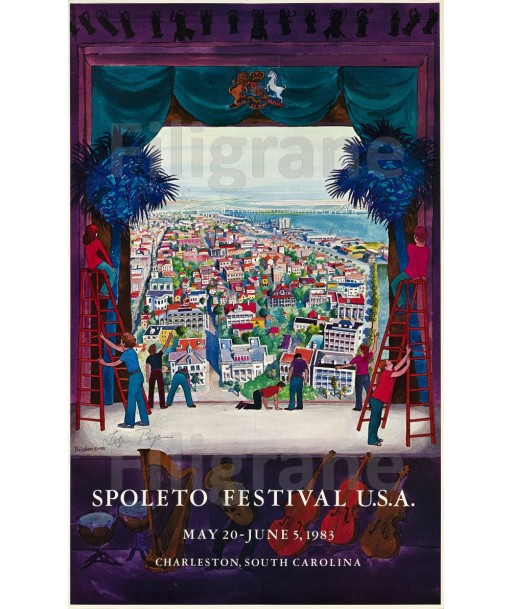 SPOLETO FESTIVAL USA 83 Rtzu-POSTER/REPRODUCTION d1 AFFICHE VINTAGE soldes