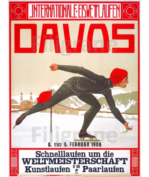 SPORT DAVOS PATINAGE SUISSE Rhrp-POSTER/REPRODUCTION d1 AFFICHE VINTAGE 50% de réduction en Octobre 2024