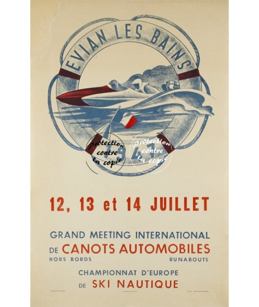 SPORT éVIAN les BAINS CANOTS Rfunf-POSTER/REPRODUCTION d1 AFFICHE VINTAGE Vous souhaitez 