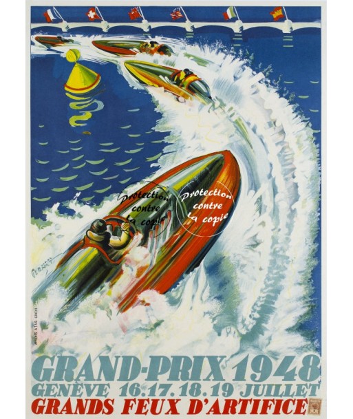 SPORT GENèVE PRIX CANOTS 1948 Redj-POSTER/REPRODUCTION d1 AFFICHE VINTAGE pas cher chine