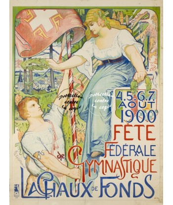 SPORT LA CHAUX de FONDS GYM 1900 Regb-POSTER/REPRODUCTION d1 AFFICHE VINTAGE votre restaurant rapide dans 