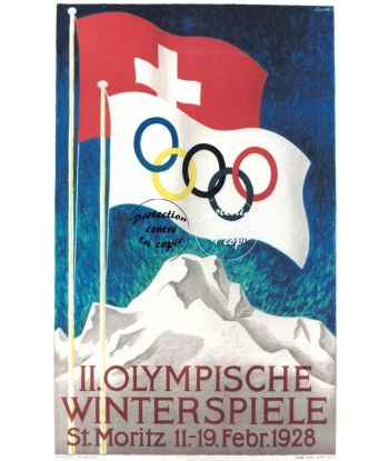 SPORT OLYMPISCHE ST MORITZ 1928 Rsum-POSTER/REPRODUCTION d1 AFFICHE VINTAGE les muscles