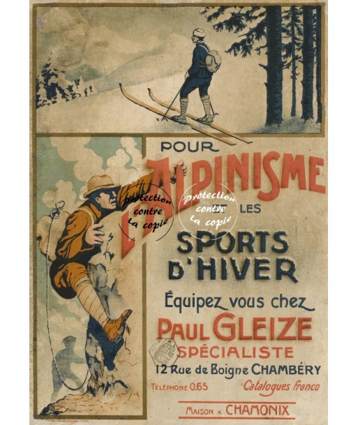 SPORT Paul GLEIZE ALPINISME Rud-POSTER/REPRODUCTION d1 AFFICHE VINTAGE pour bénéficier 