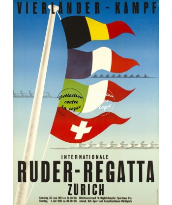 SPORT ZURICH RUDER REGATA Rxzm-POSTER/REPRODUCTION d1 AFFICHE VINTAGE pas chere