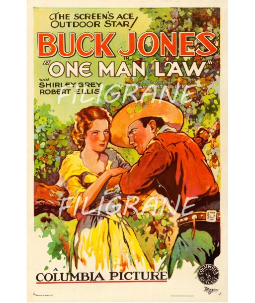 ONE MAN LAW FILM Rzwd-POSTER/REPRODUCTION d1 AFFICHE VINTAGE l'achat 