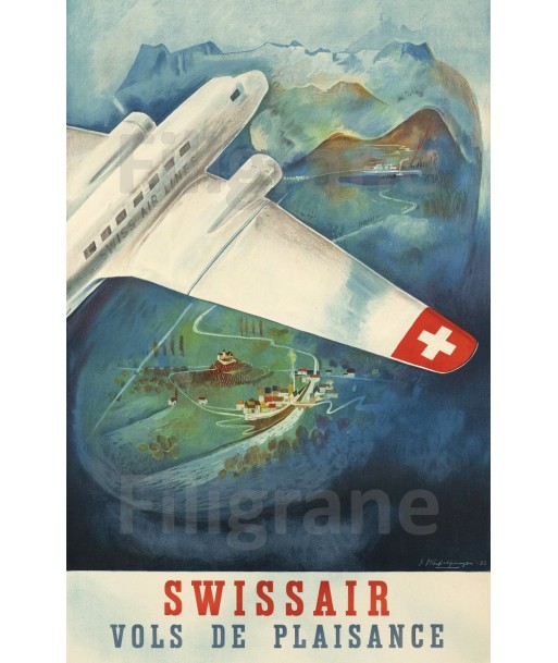 SWISSAIR AIR LINES Rwdl-POSTER/REPRODUCTION d1 AFFICHE VINTAGE pour bénéficier 