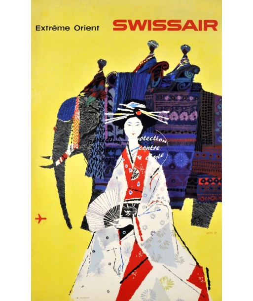 SWISSAIR EXTRêME ORIENT Rfnni-POSTER/REPRODUCTION d1 AFFICHE VINTAGE Amélioration de cerveau avec