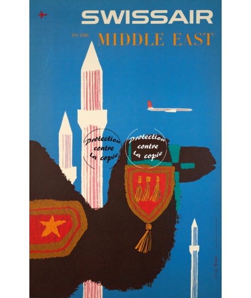 SWISSAIR MIDDLE EAST Rxka-POSTER/REPRODUCTION d1 AFFICHE VINTAGE Faites des économies