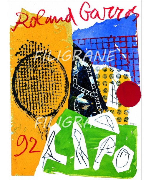 Roland GARROS 1992 - BELLE AFFICHE ORIGINALE 57x75cm NEUVE sans défauts de la marque