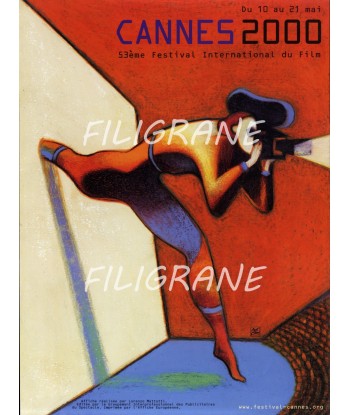 Festival de Cannes 2000 - Belle Affiche Officielle Originale 60x80cm Etat Neuf brillant des détails fins