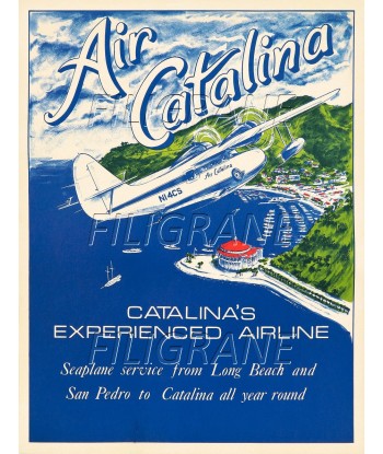 AIR CATALINA AVION Rxij-POSTER/REPRODUCTION d1 AFFICHE VINTAGE brillant des détails fins