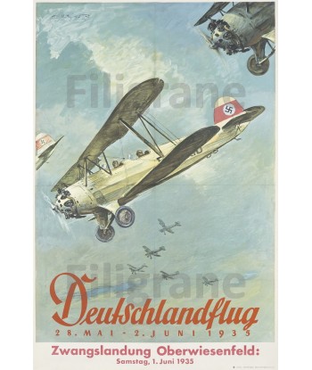 AIRLINES: 1935 DEUTSCHLANDFLUG:POSTER/REPRODUCTION d1 AFFICHE VINTAGE français