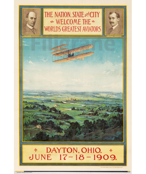 AIRLINES 1909 DAYTON OHIO Réf309 POSTER/REPRODUCTION d1 AFFICHE VINTAGE Dans la société mordern