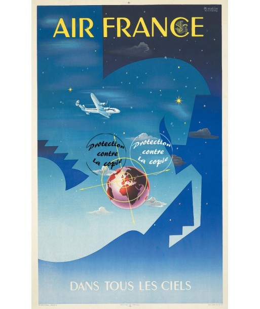 AIRLINES MONDE Rf26-POSTER/REPRODUCTION d1 AFFICHE VINTAGE de France