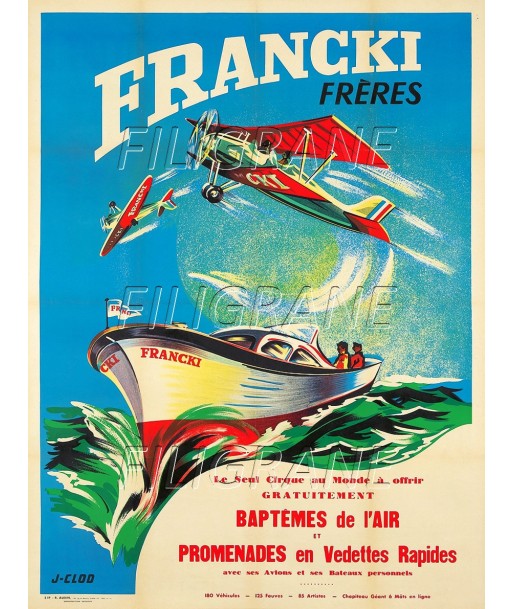 FRANCKI CIRQUE AVION BATEAU Rzjm-POSTER/REPRODUCTION d1 AFFICHE VINTAGE 2024