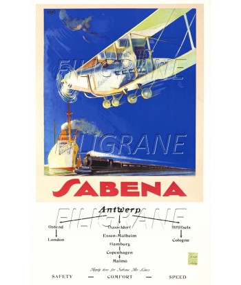 SABENA AVION BELGIQUE Rxhq-POSTER/REPRODUCTION d1 AFFICHE VINTAGE une grave pollution 