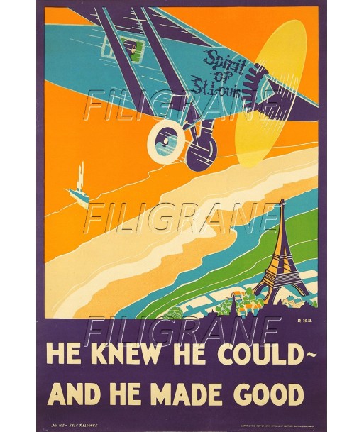 SPIRIT of ST LOUIS AVION Rpex-POSTER/REPRODUCTION d1 AFFICHE VINTAGE de la marque