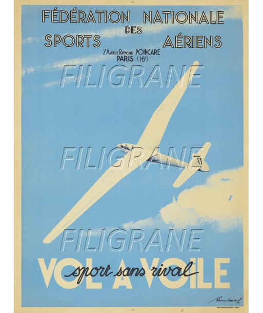 VOL A VOILE AVION Rrts-POSTER/REPRODUCTION d1 AFFICHE VINTAGE pas cher 