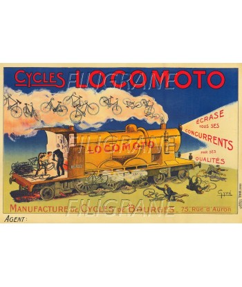 LOCOMOTO VéLO/CYCLES Rceu-POSTER/REPRODUCTION d1 AFFICHE VINTAGE Economisez 