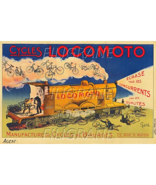 LOCOMOTO VéLO/CYCLES Rceu-POSTER/REPRODUCTION d1 AFFICHE VINTAGE Economisez 