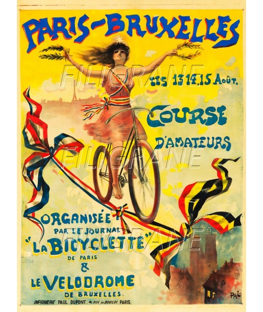 PARIS BRUXELLES COURSE VéLO Ruex-POSTER/REPRODUCTION d1 AFFICHE VINTAGE l'achat 