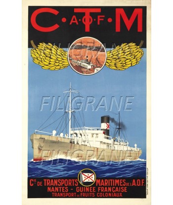 Cie MARITIMES A.O.F BATEAU Raoi-POSTER/REPRODUCTION d1 AFFICHE VINTAGE Fin de série