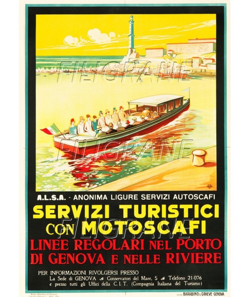 GENOVA BATEAU Rmeh-POSTER/REPRODUCTION d1 AFFICHE VINTAGE Pour