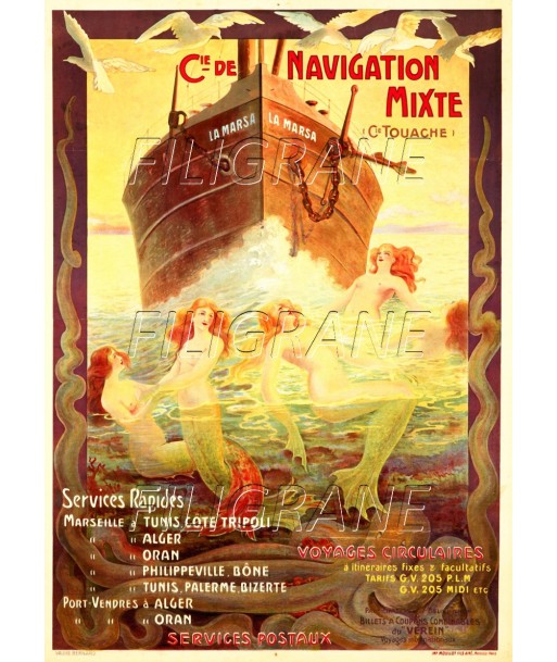 LA MARSA BATEAU Rnht-POSTER/REPRODUCTION d1 AFFICHE VINTAGE pas cher