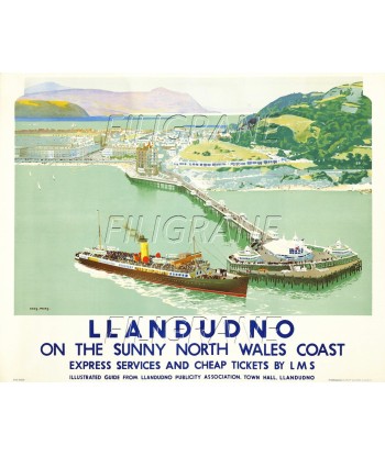 LLANDUDNO BATEAU Rgfu-POSTER/REPRODUCTION d1 AFFICHE VINTAGE JUSQU'A -70%! 