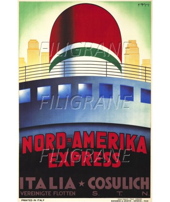 NORD AMERICAN EXPRESS BATEAU Rhfs-POSTER/REPRODUCTION d1 AFFICHE VINTAGE vente chaude votre 