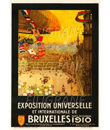 BRUXELLES EXPO 1910 Rofv-POSTER/REPRODUCTION d1 AFFICHE VINTAGE commande en ligne