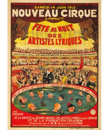 CIRQUE: 1913 ARTISTES LYRIQUES:POSTER/REPRODUCTION d1 AFFICHE VINTAGE acheter