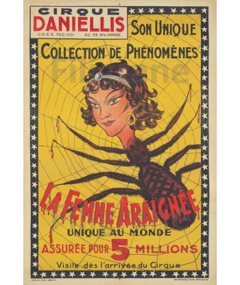 CIRQUE: DANIELLIS FEMME ARAIGNéE:POSTER/REPRODUCTION d1 AFFICHE VINTAGE JUSQU'A -70%! 