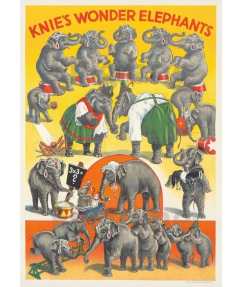 CIRQUE: KNIE'S WONDER ELEPHANTS:POSTER/REPRODUCTION d1 AFFICHE VINTAGE store