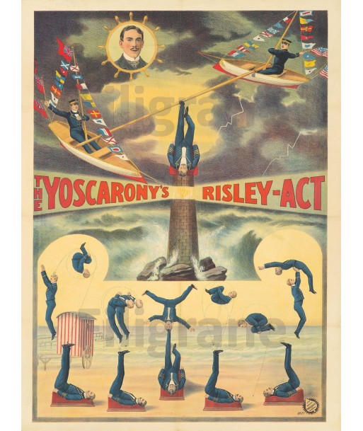 CIRQUE: The YOSCARONY'S RISLEY-ACT:POSTER/REPRODUCTION d1AFFICHE VINTAGE Profitez des Offres !