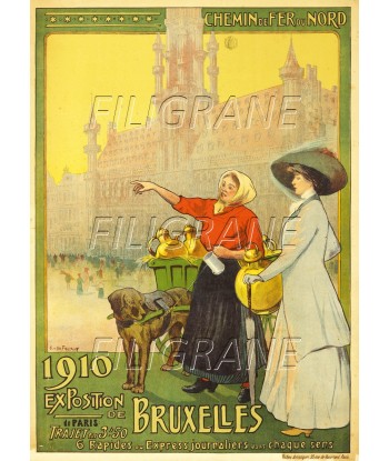 EXPO BRUXELLES 1910 Rbzg-POSTER/REPRODUCTION d1 AFFICHE VINTAGE plus qu'un jeu 