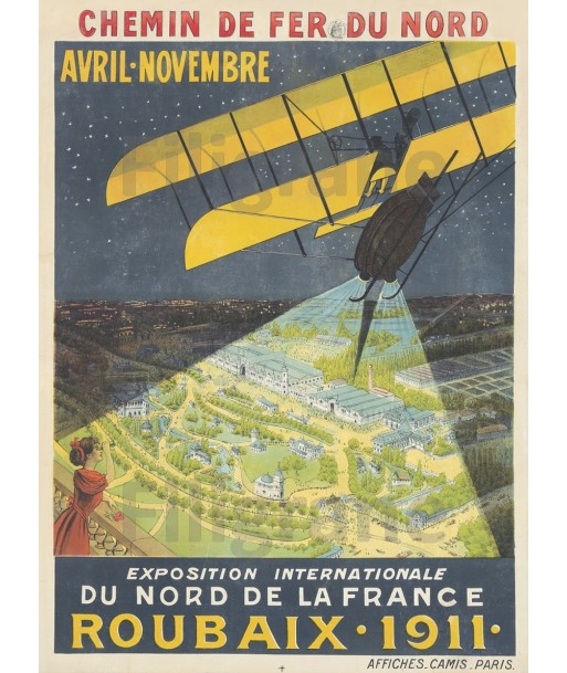 EXPO ROUBAIX 1911 Rf250-POSTER/REPRODUCTION d1 AFFICHE VINTAGE français