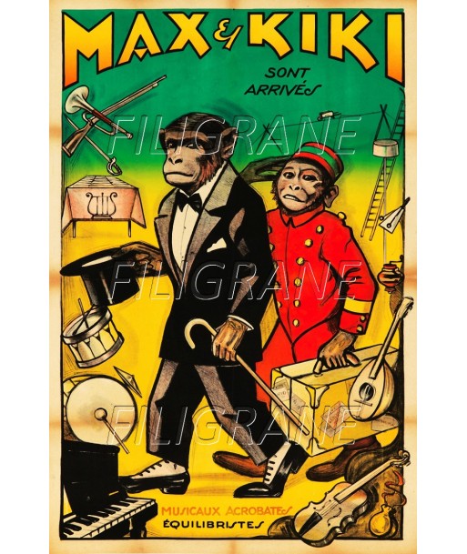 MAX et KIKI SINGE CIRQUE Rkzp-POSTER/REPRODUCTION d1 AFFICHE VINTAGE acheter