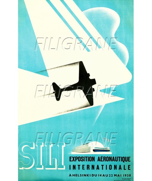 SILI EXPO AéRONAUTIQUE 1938 Rjeo-POSTER/REPRODUCTION d1 AFFICHE VINTAGE Pour