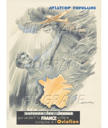 AVIATION POPULAIRE Rttm-POSTER/REPRODUCTION d1 AFFICHE VINTAGE pour bénéficier 